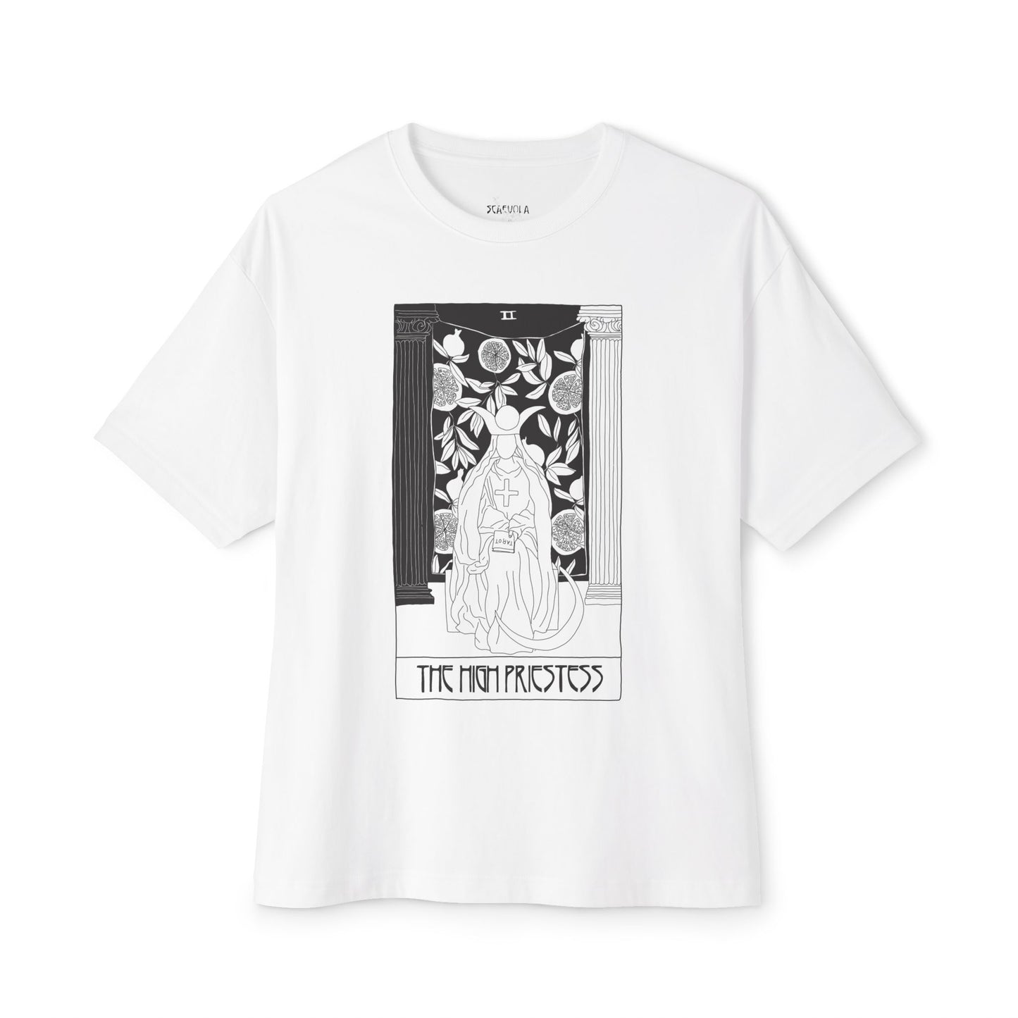The High Priestess Tarot T-Shirt – Scaevola Deck | Unisex Boxy Fit Cotton Tee