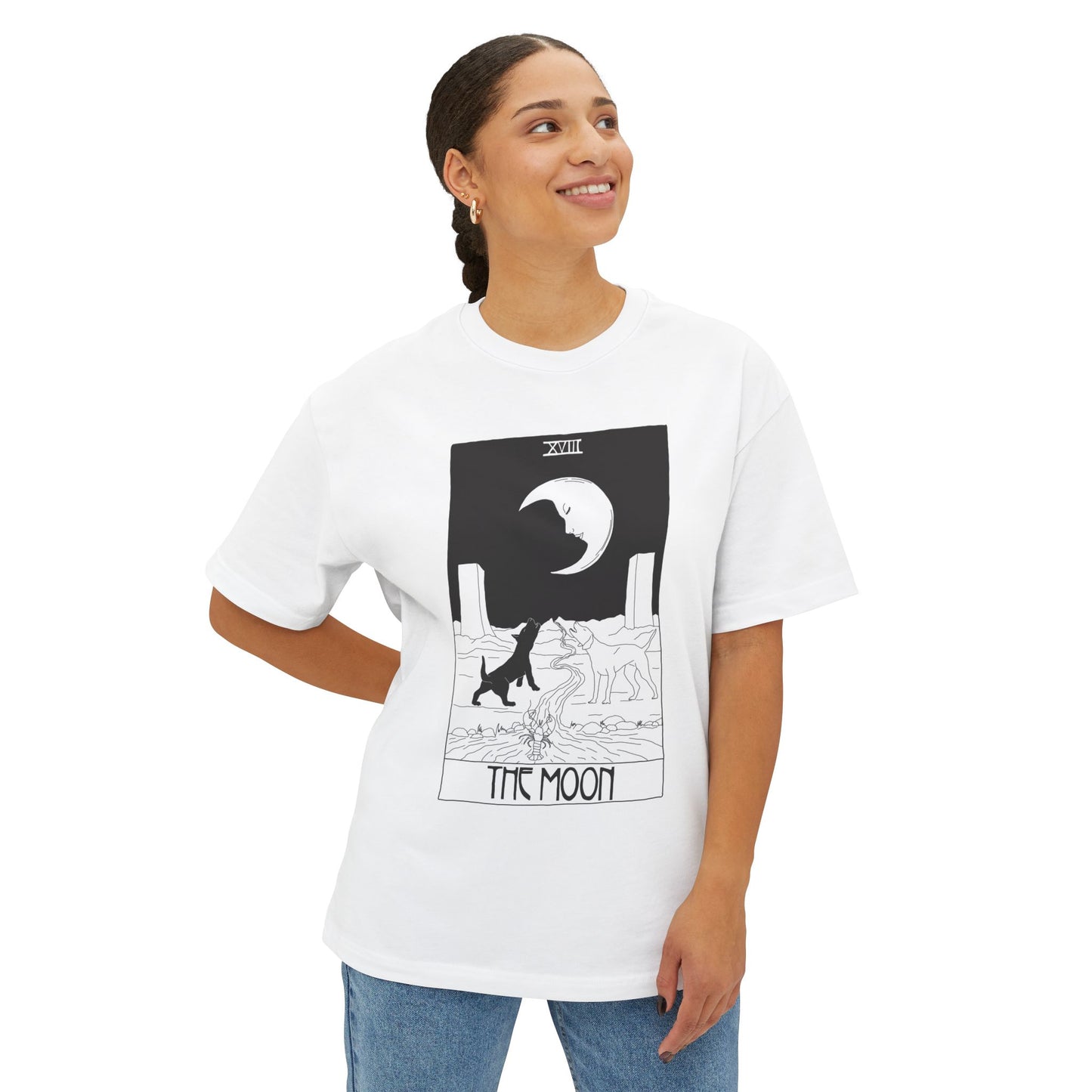 The Moon Tarot T-Shirt – Scaevola Deck | Unisex Boxy Fit Cotton Tee